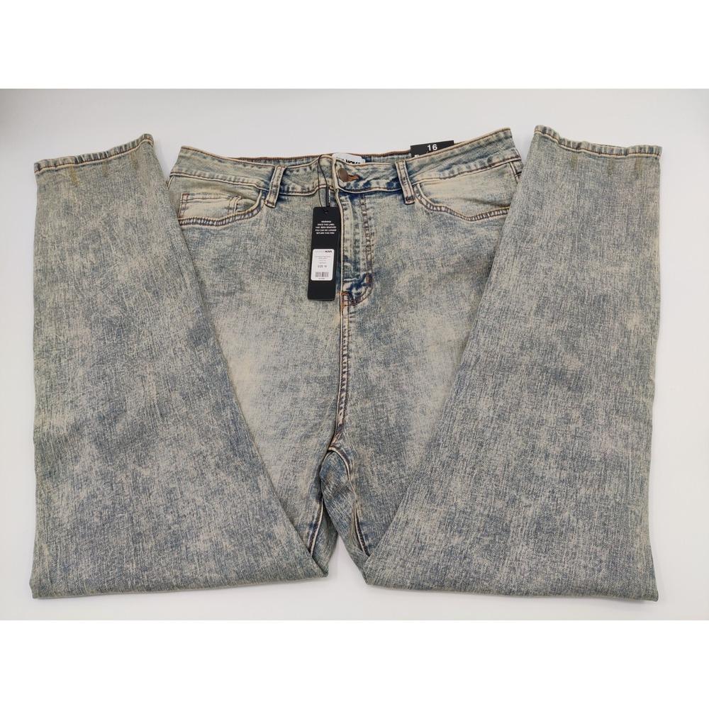 Fashion Nova Dont Rush Tinted‎ Stretch Skinny Jeans Light Wash Blue Size 16 NEW